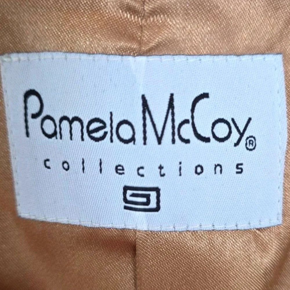 Pamela McCoy Tan Leather Jacket Perforated Studded Whipstitch Tan Medium PM-2016